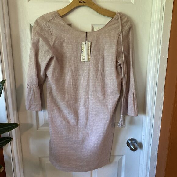 Talori Dress Women’s Size Large NWT Pink Linen Blend Flared 3/4 Sleeve Shift - Picture 1 of 15